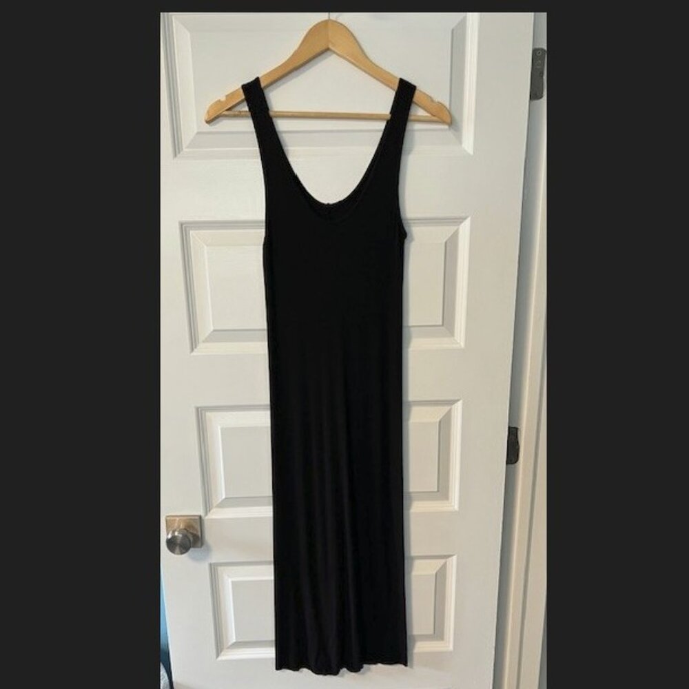 Enza Costa Rib Tank Dress in Black - Picture 2 of 4